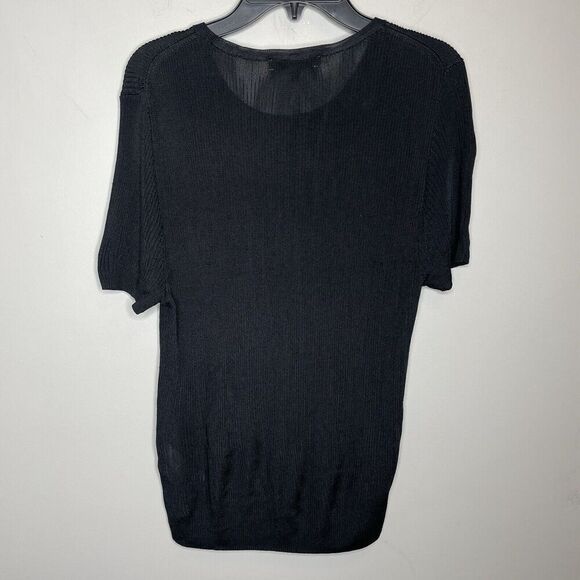 MADEWELL Sweater Tee Women Small Black Micro-Rib Knit Stretch Viscose NQ337 - Picture 5 of 13